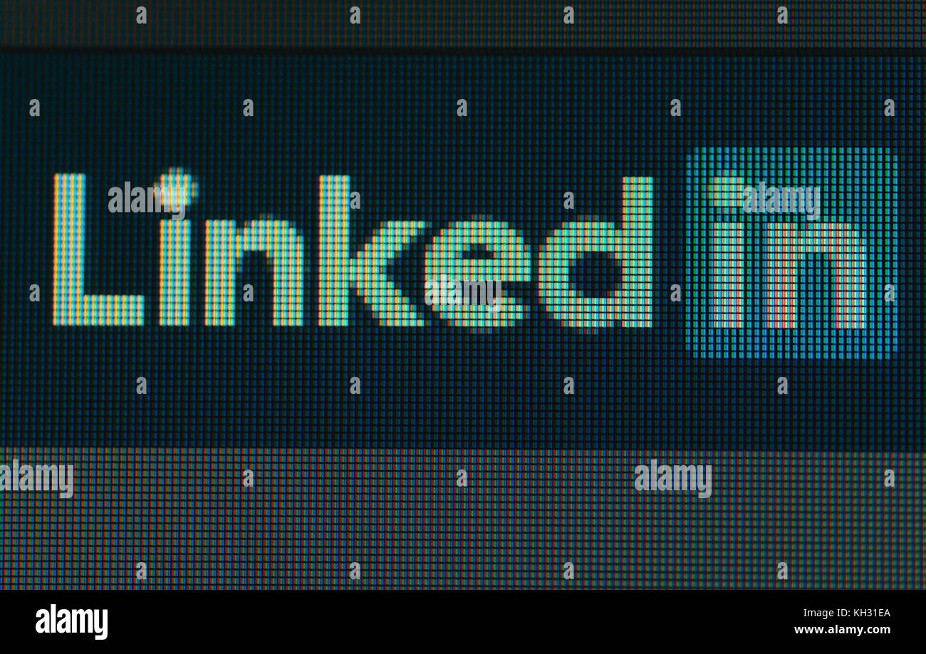 NOVI SAD, SERBIA - NOVEMBER 8, 2017: LinkedIn logo on computer monitor screen. LinkedIn is a business social networking service. Stock Photo