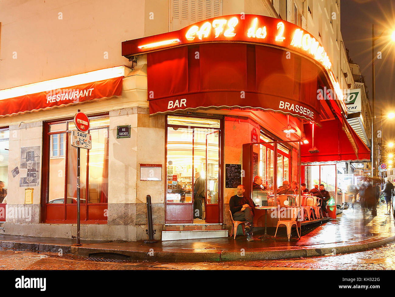 The Cafe des 2 Moulins French for Two Windmills is a cafe in the Montmartre, Paris, France. Stock Photo