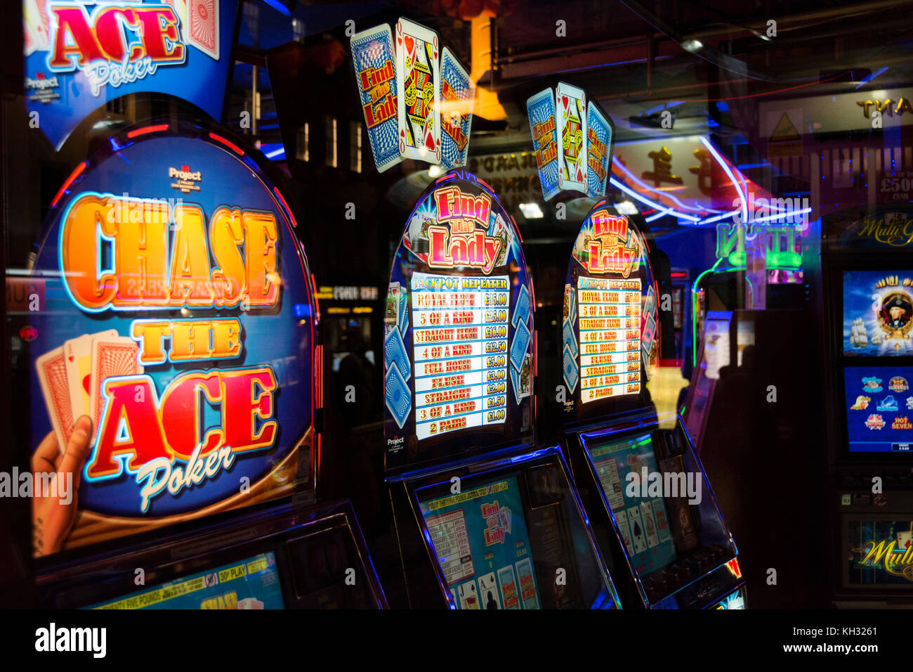 An amusement arcade in Chinatown in London's West End, UK Stock Photo
