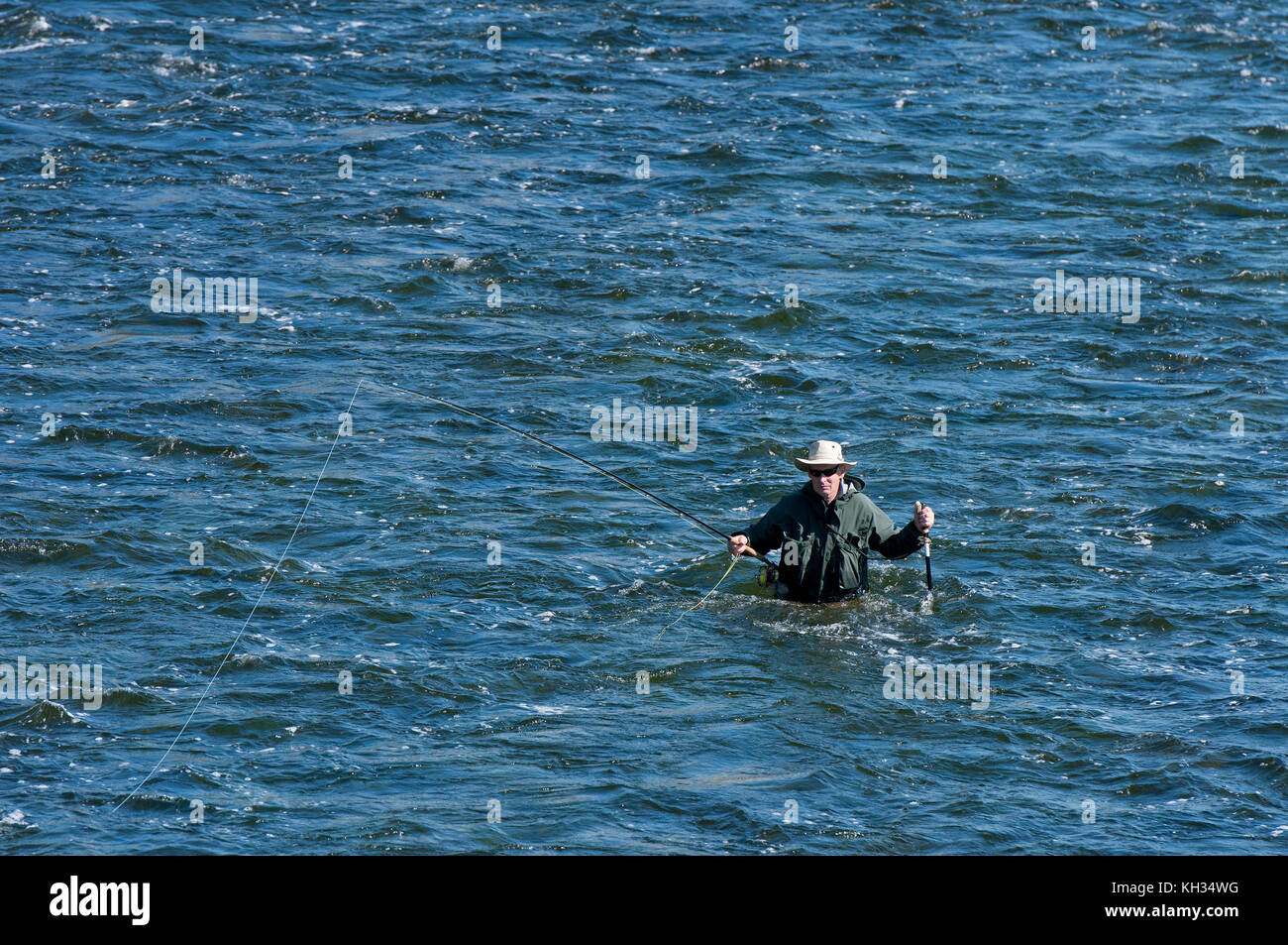 Salmon fishing in the Corrib river, Galway, County Galway, Ireland