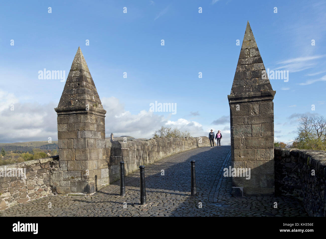 Stirling Bridge and Wallace Monument, Stirling, Scotland, Great Britain Stock Photo