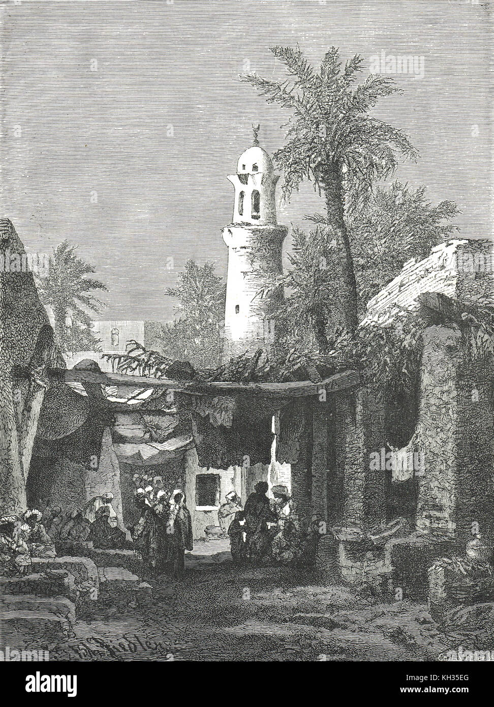Bazaar in Aswan, Egypt, 19th century Stock Photo