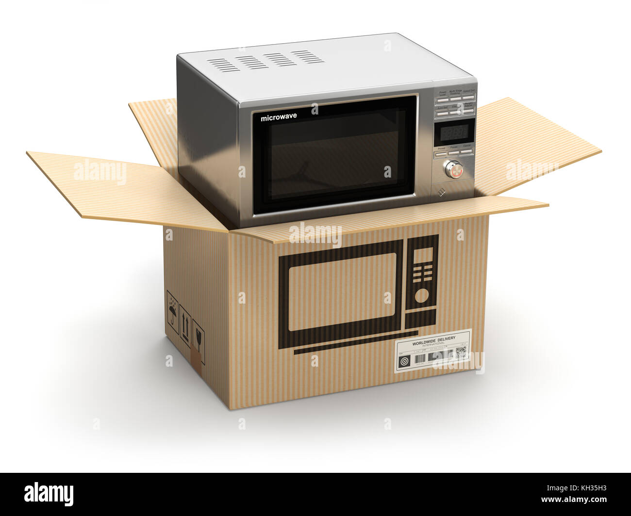 Microwave oven in carton cardboard box. online