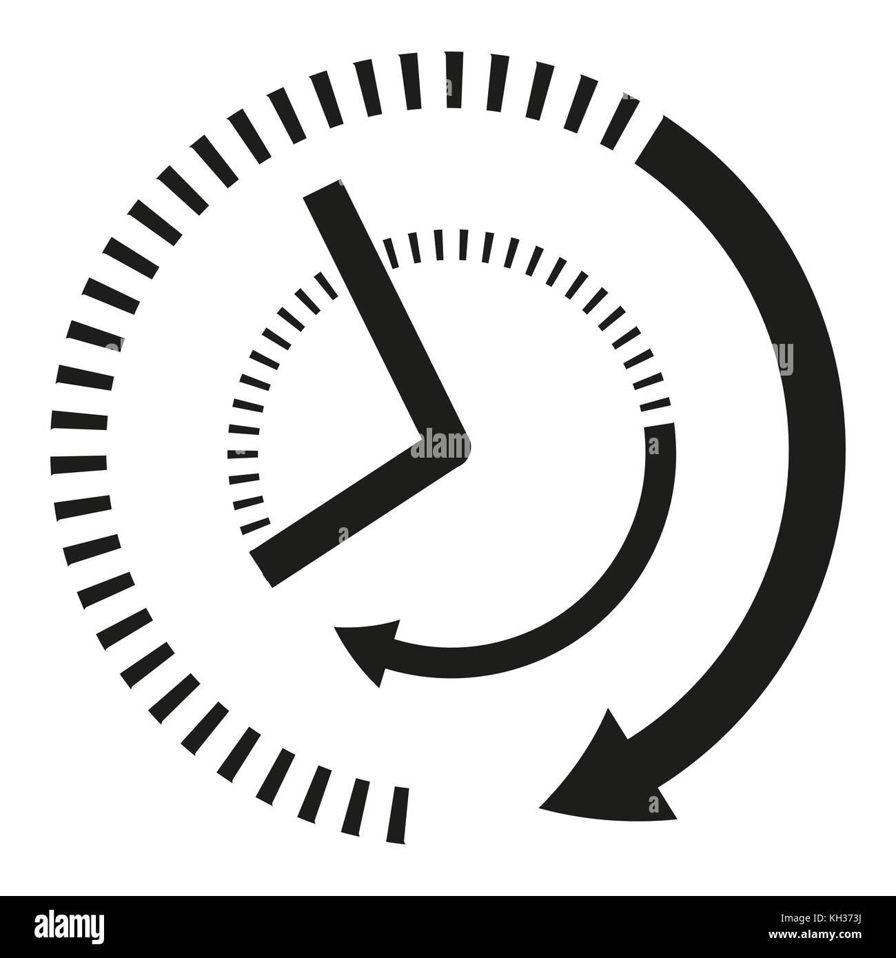 Icon clock hands in black and white Stock Vector