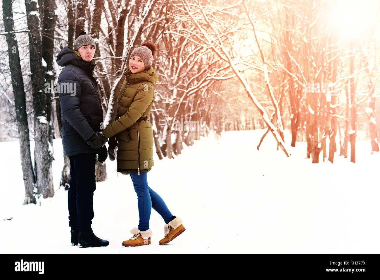 couple in love outdoor winter Stock Photo - Alamy