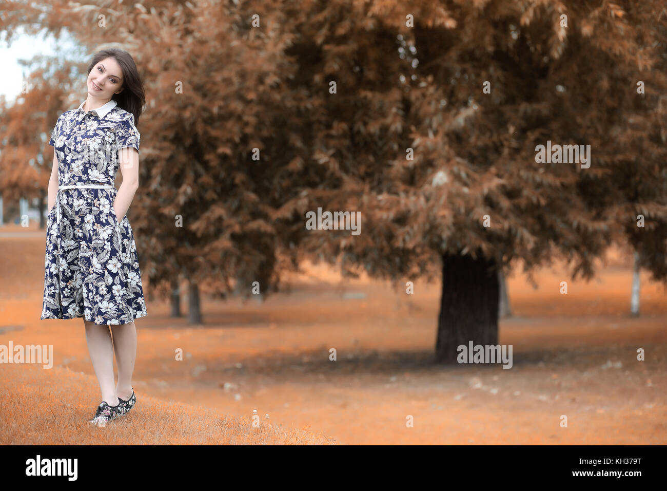 Beautiful girl for a walk in autumn Stock Photo - Alamy