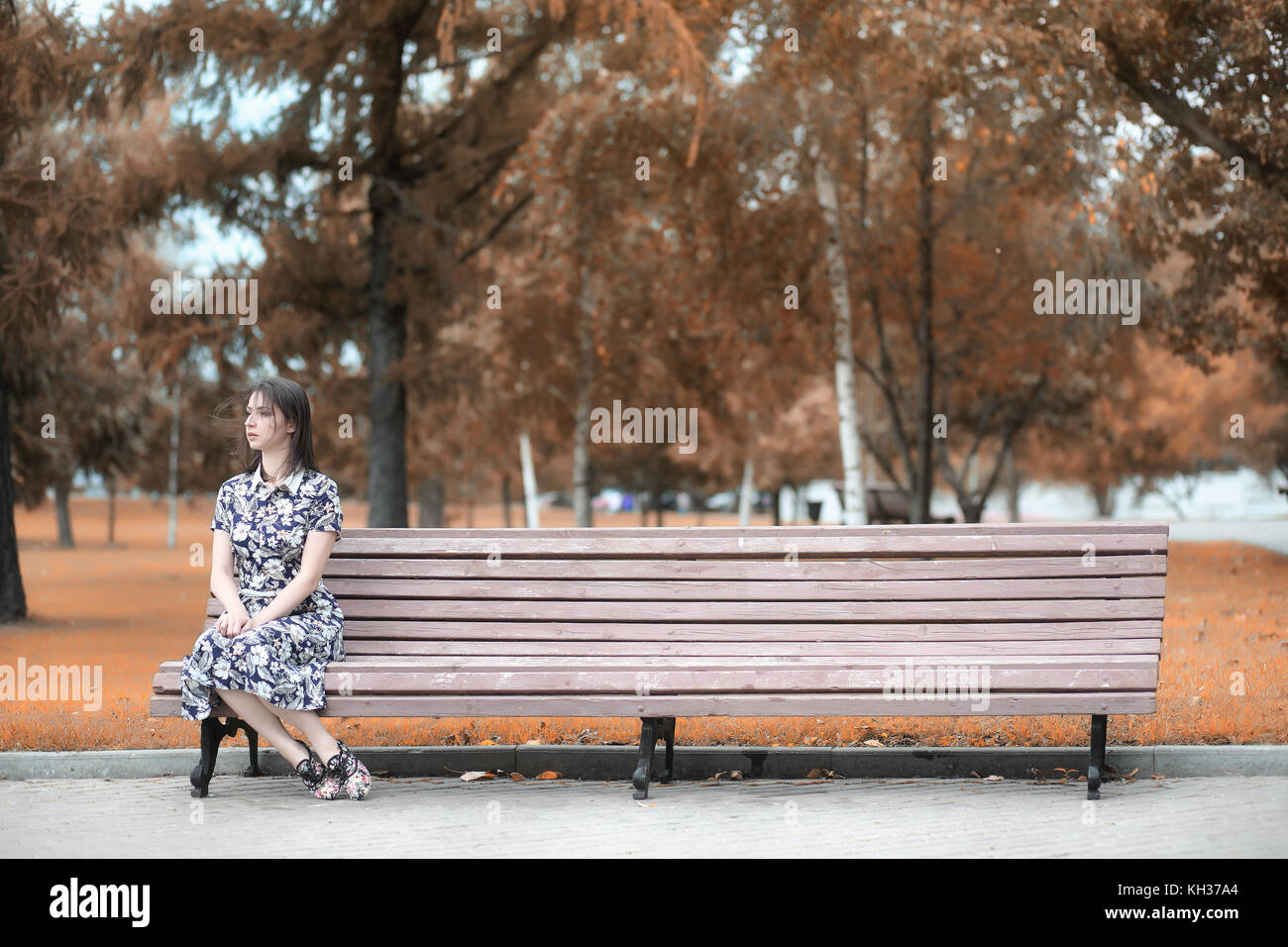 Beautiful girl for a walk in autumn Stock Photo - Alamy