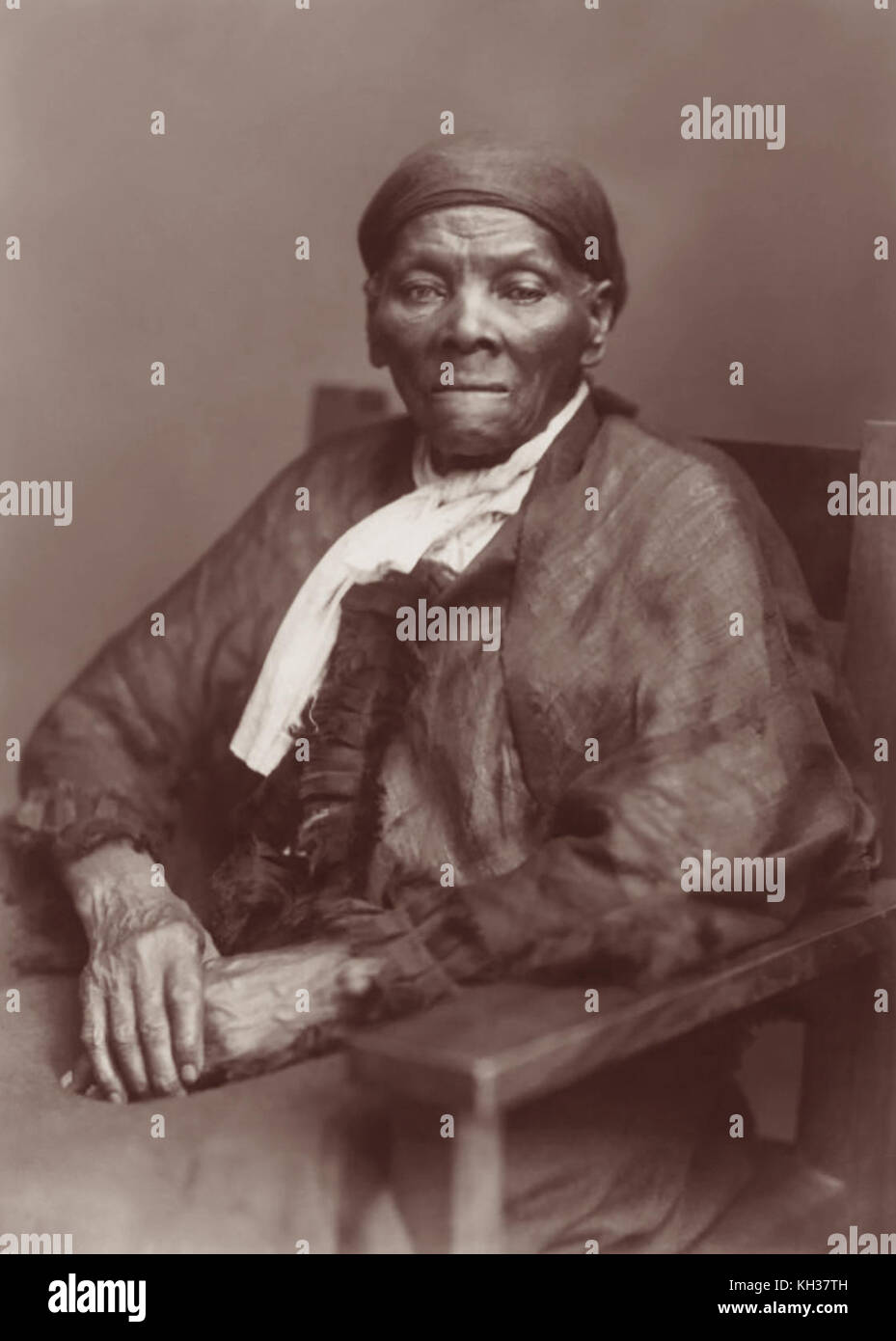 Harriet Tubman (1822-1913) was an escaped slave who became active in guiding other escaping slaves as a 'conductor' of the Underground Railroad. Stock Photo