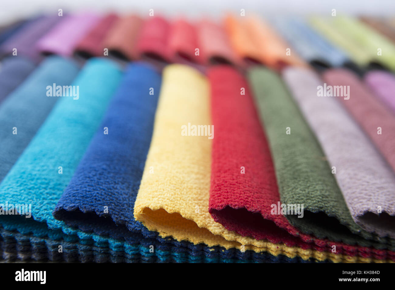 Colorful upholstery fabric samples in the store Stock Photo Alamy