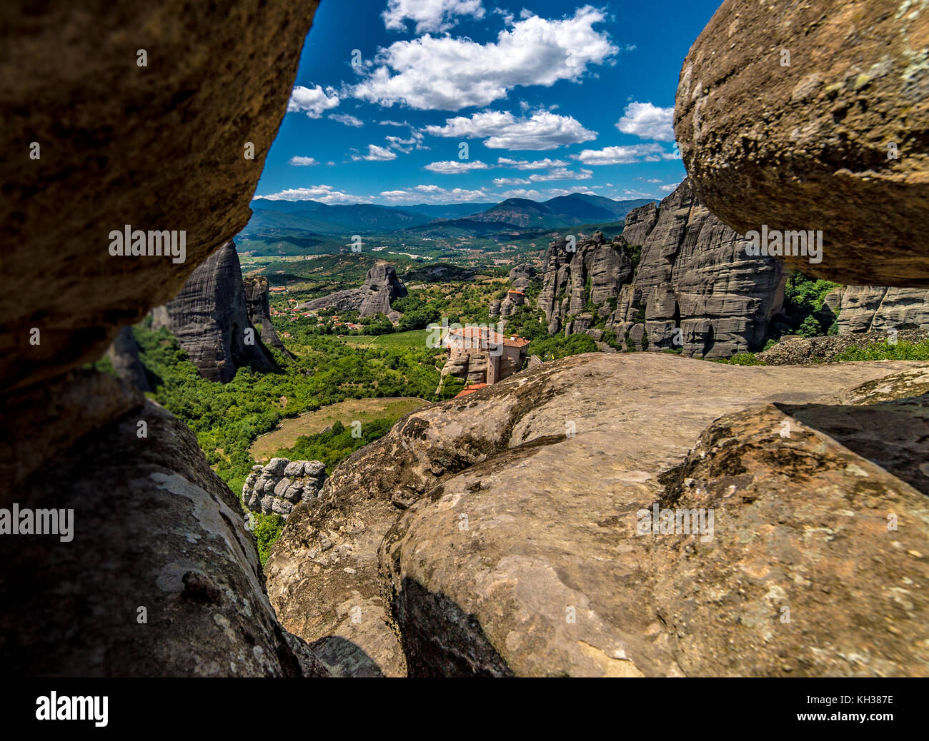 Meteora, Monasteries on Huge Rocks in Greece near Kalabaka City Stock ...