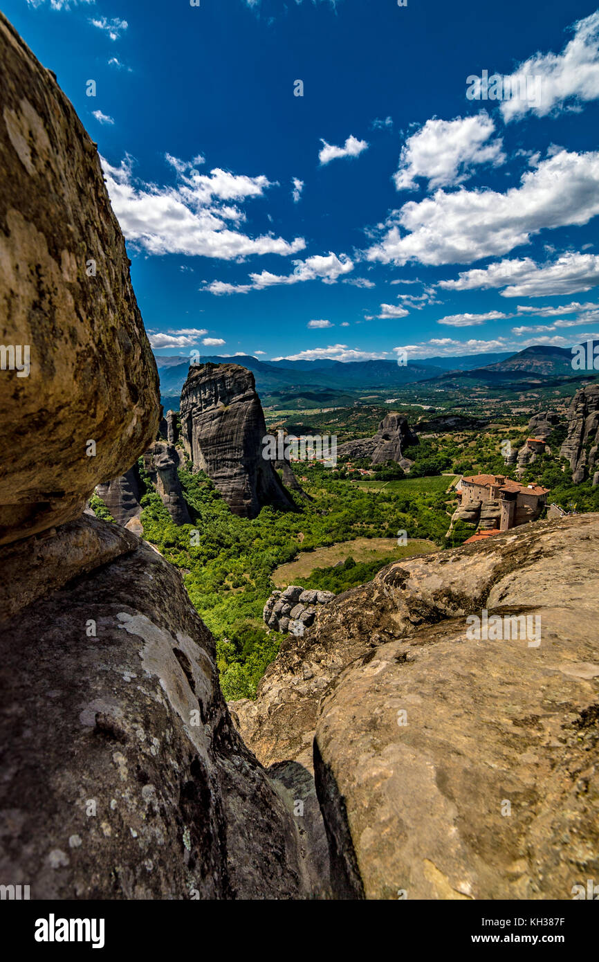 Meteora, Monasteries on Huge Rocks in Greece near Kalabaka City Stock ...