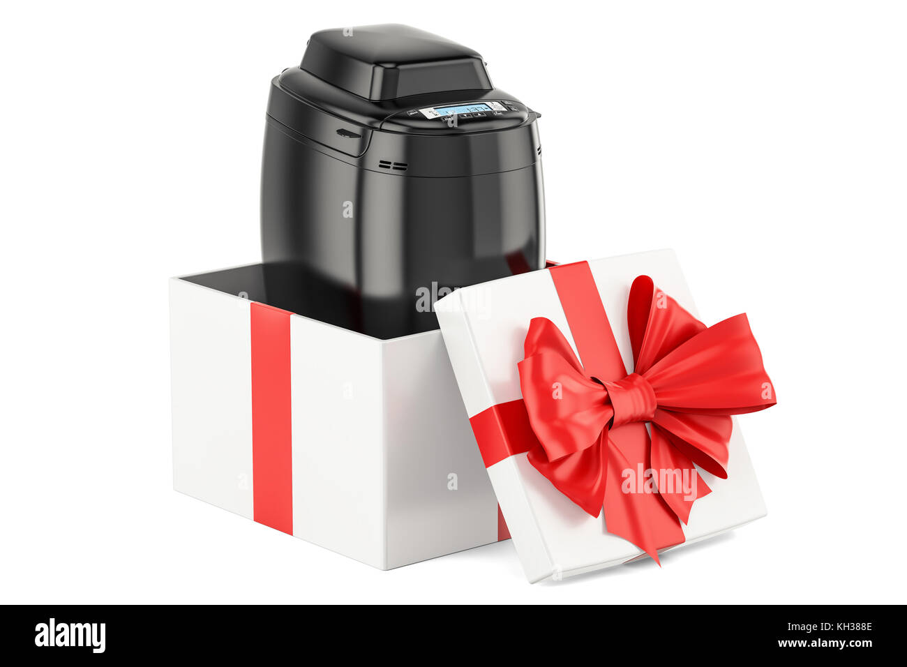 Bread making machine inside gift box, gift concept. 3D rendering ...