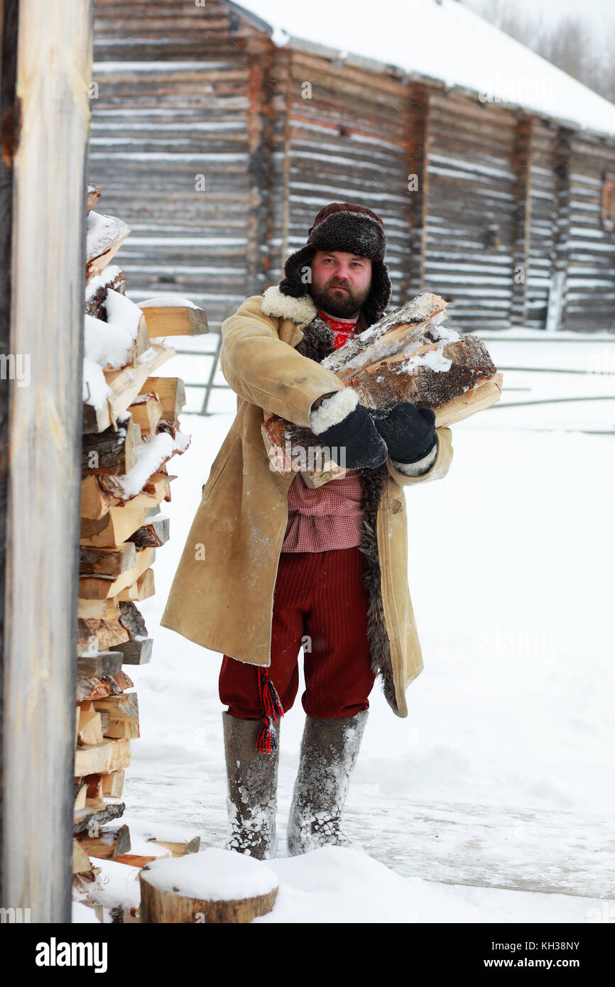 Traditional winter costume of peasant medieval age in russia Stock Photo Alamy