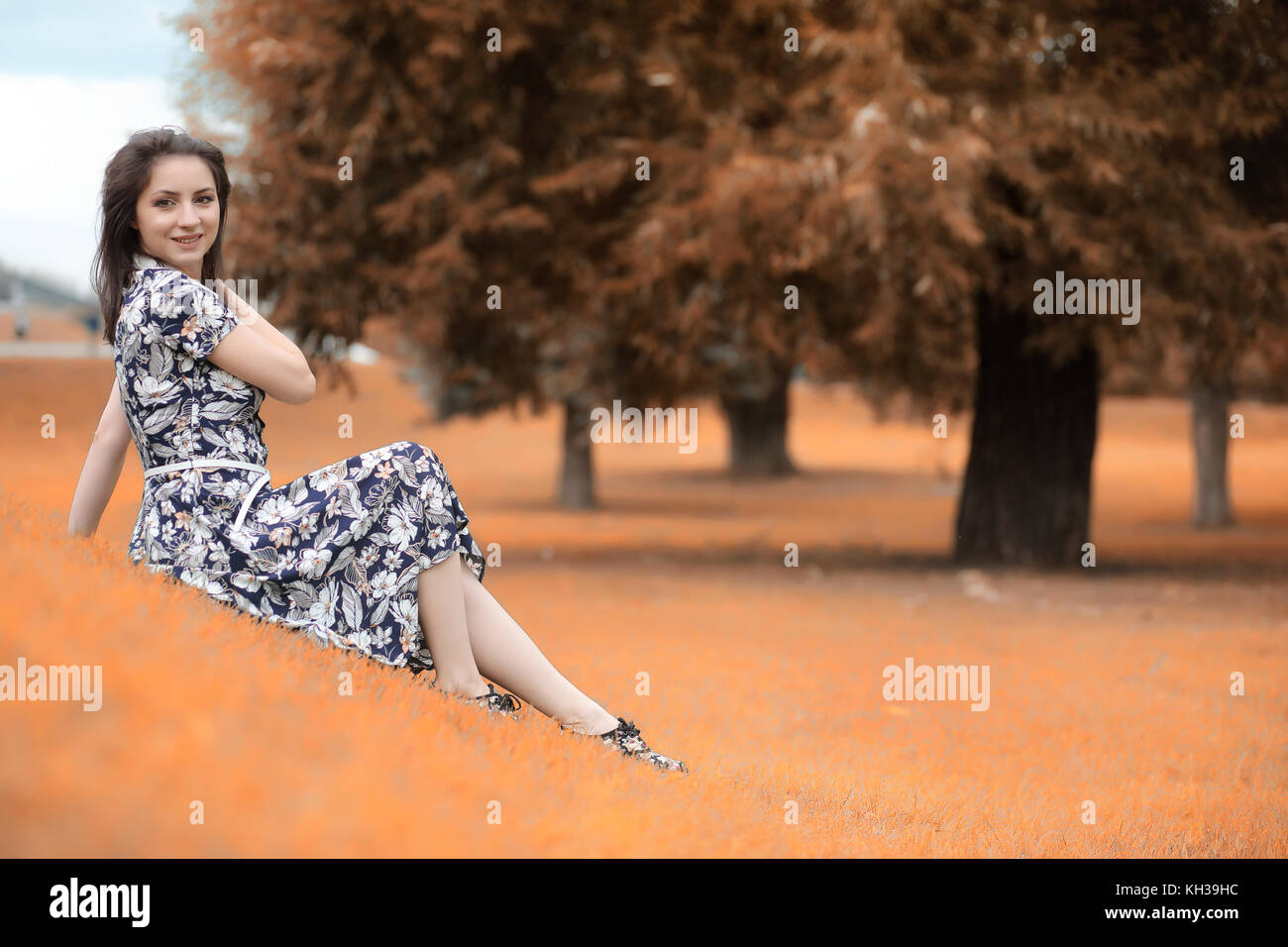 Beautiful girl for a walk in autumn Stock Photo - Alamy