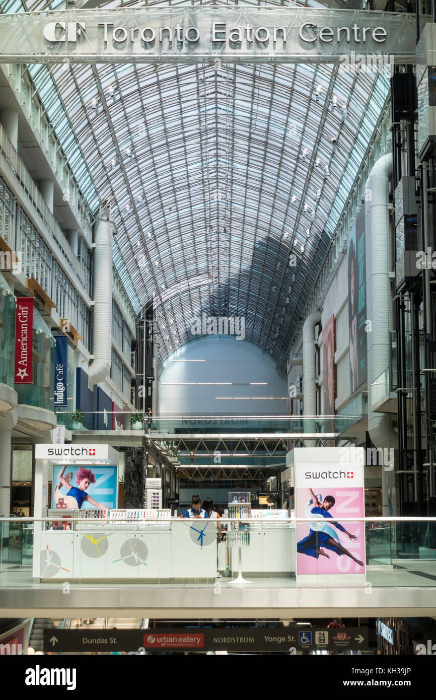 The Swatch watch company sales booth on the upper floor of the Toronto Eaton Centre Stock Photo