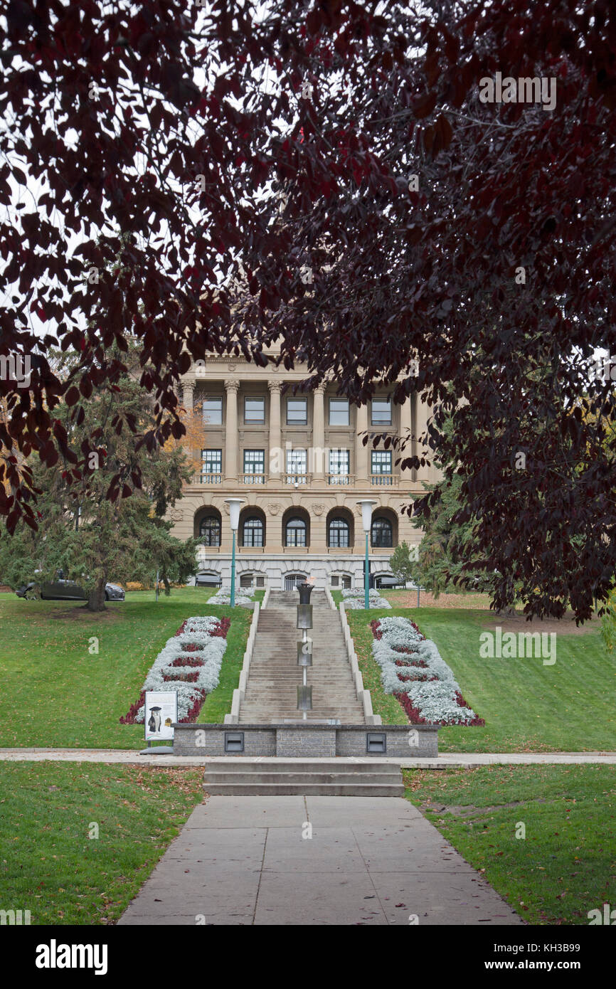 the edmonton legislature building framed by maple trees Stock Photo Alamy
