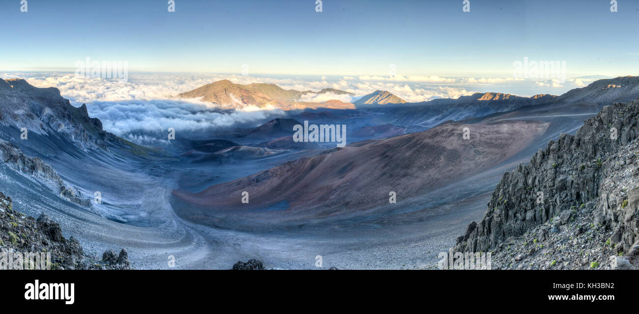 Caldera of the Haleakala volcano (Maui, Hawaii) at sunset Stock Photo