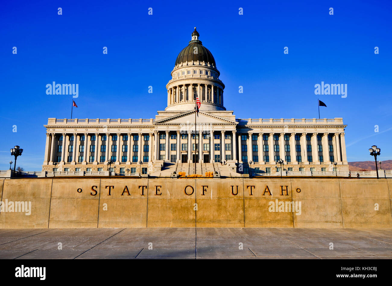 Utah State Capital Building on a beautiful winter's day at sunset. Stock Photo