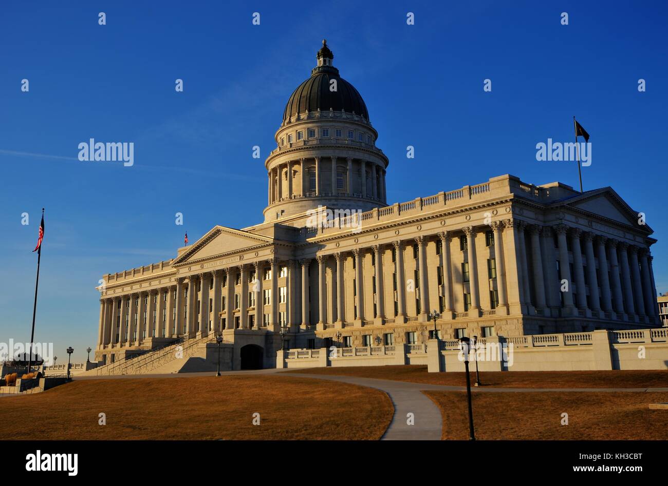 Utah State Capital Building on a beautiful winter's day at sunset. Stock Photo