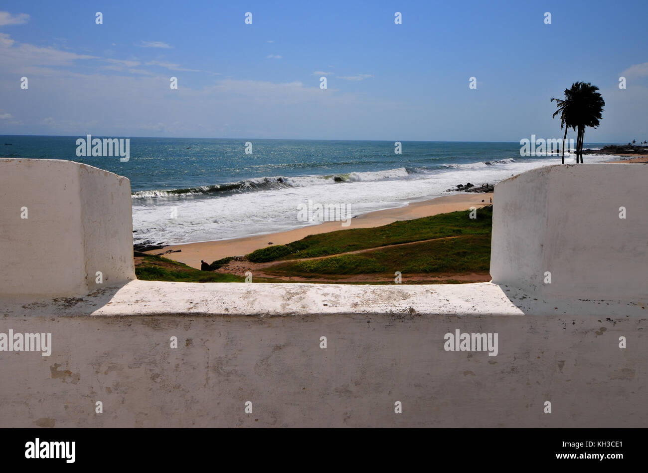 Elmina Castle (also called the Castle of St. George) is located on the Atlantic coast of Ghana west of the capital, Accra. It is part of the UNESCO Wo Stock Photo
