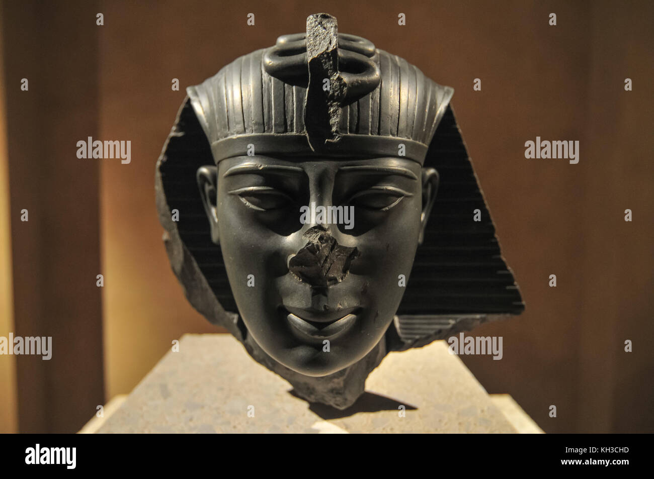 Berlin, Germany - November 5, 2010: Egyptian Pharoah Bust from the Neues Museum, Berlin Stock Photo