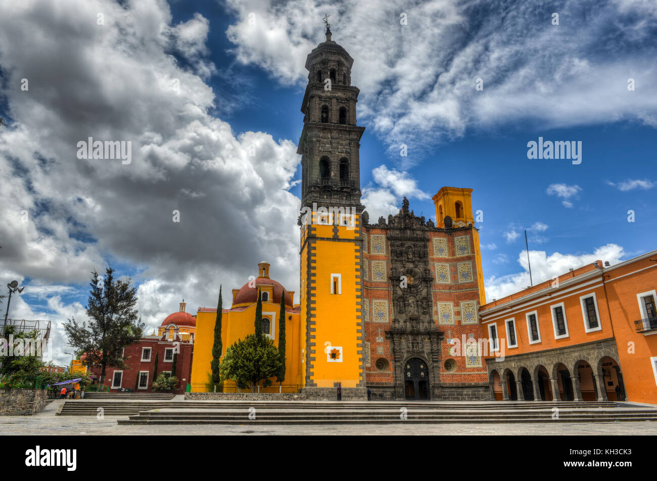 Church of San Francisco (Templo de San Francisco) of Puebla, Mexico. Built of quarry tile and Church of San Francisco (Templo de San Francisco) of Puebla, Mexico. Built of quarry tile and