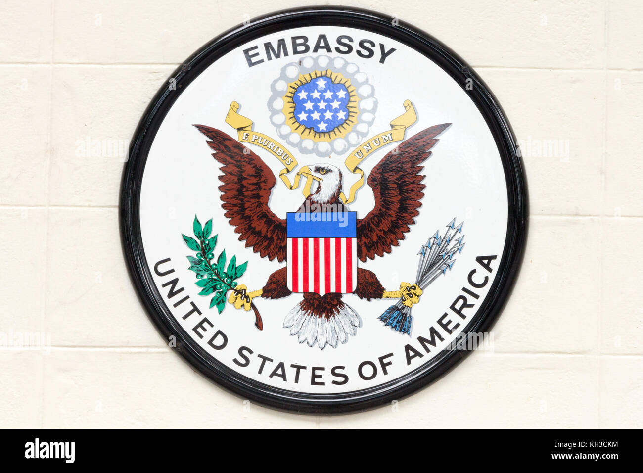 United States embassy sign Stock Photo