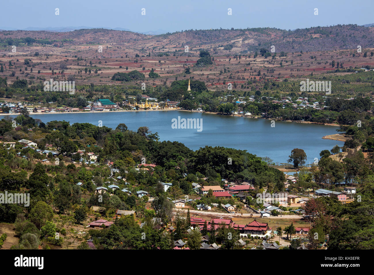 Small township of Mwedaw near Pindaya in the Taunggyi District of Shan State in central Myanmar (Burma). Stock Photo