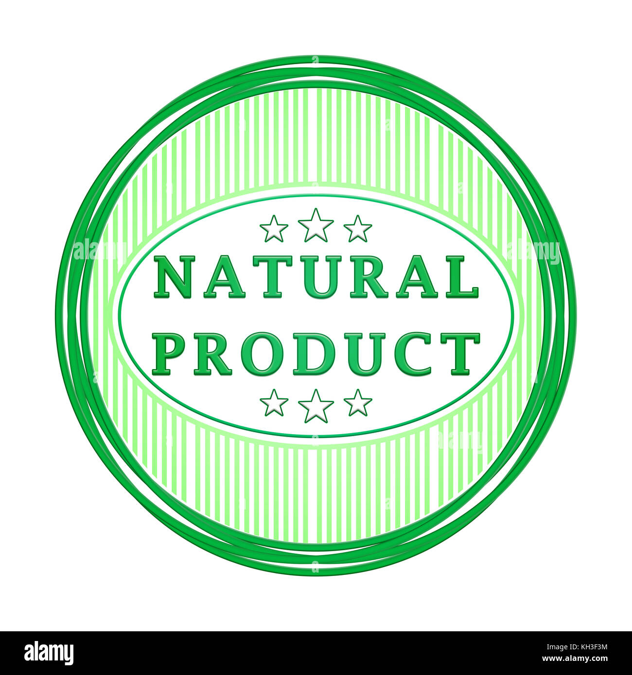 Natural product label. Circle with stripes and stars on a white background Stock Photo