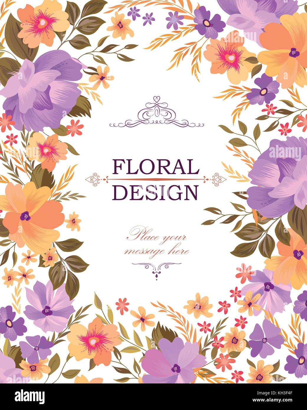 Floral frame pattern. Flower bouquet background. Greeting card design ...