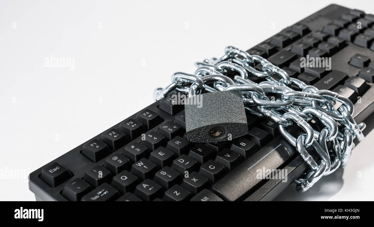 Encrypted computer data security, metaphor idea Stock Photo
