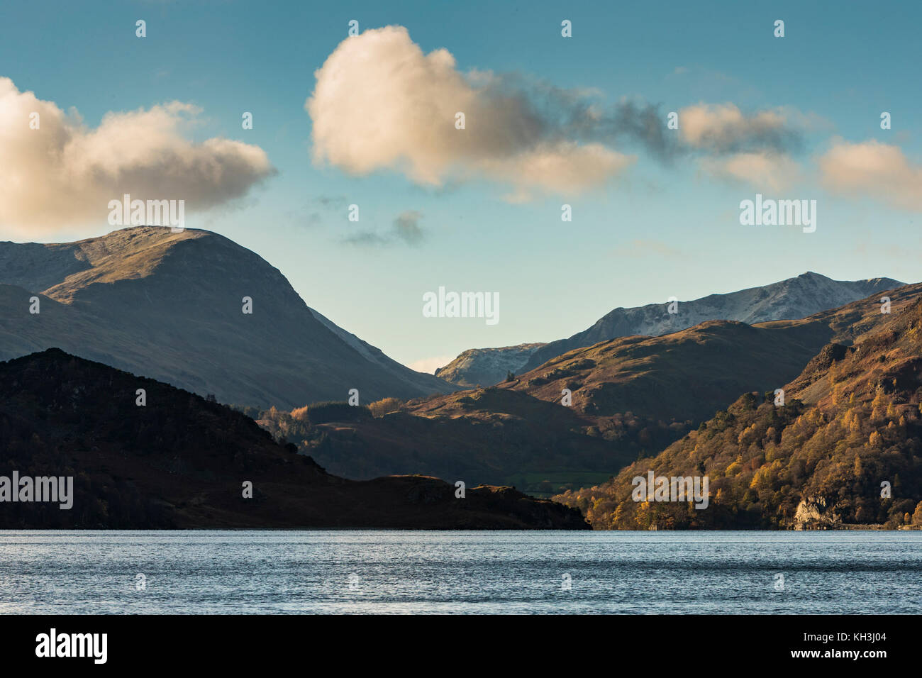 Landscape photograph of Ullswater Lake in Cumbria, part of the Lake District National Park Stock Photo