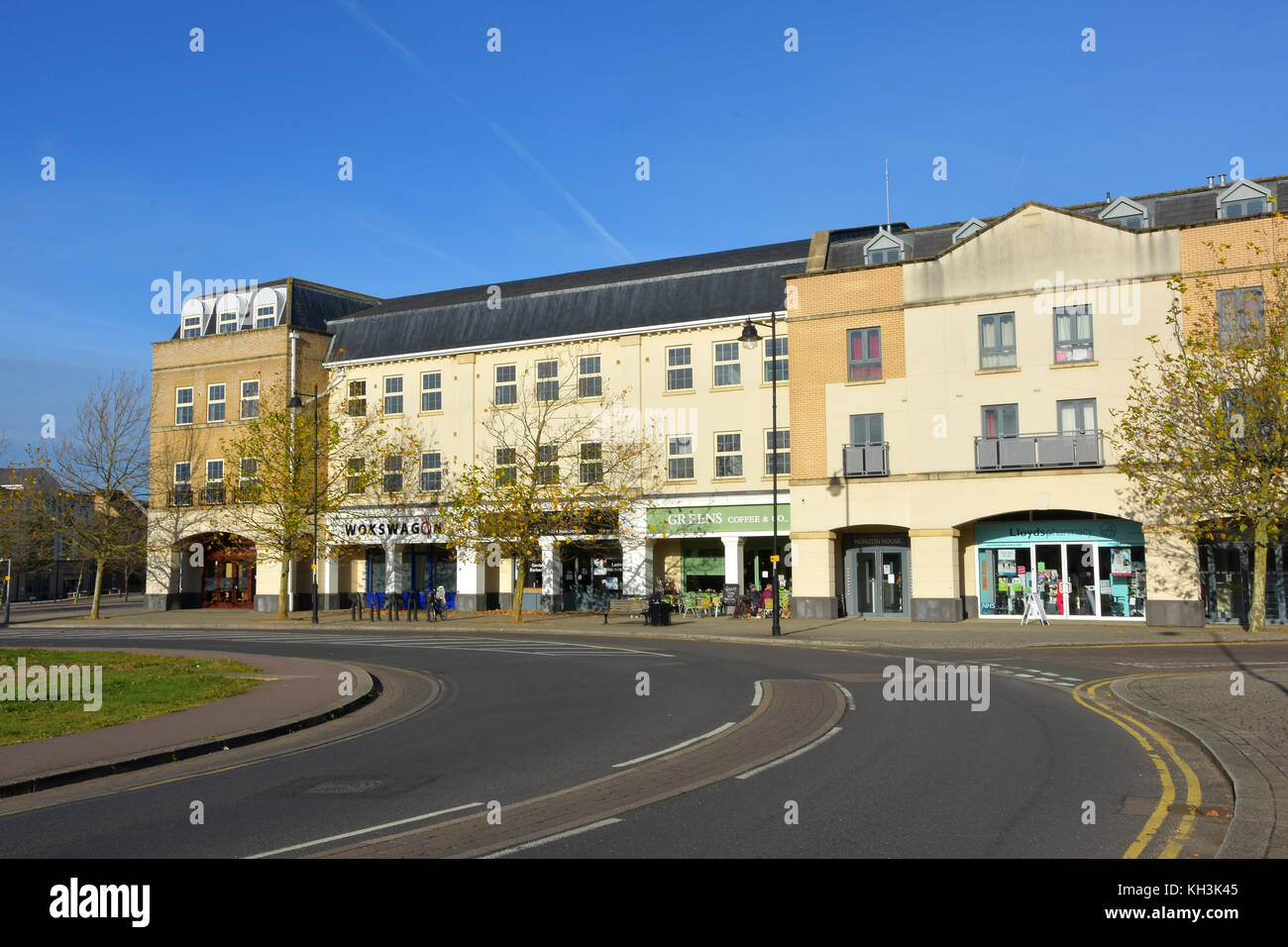 Parade of shops in Cambourne, Cambridgeshire Stock Photo