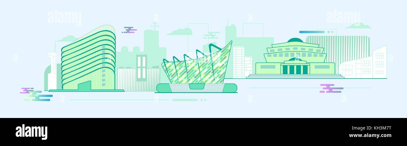Panorama Flat Stylish City illustration Stock Vector Image & Art - Alamy