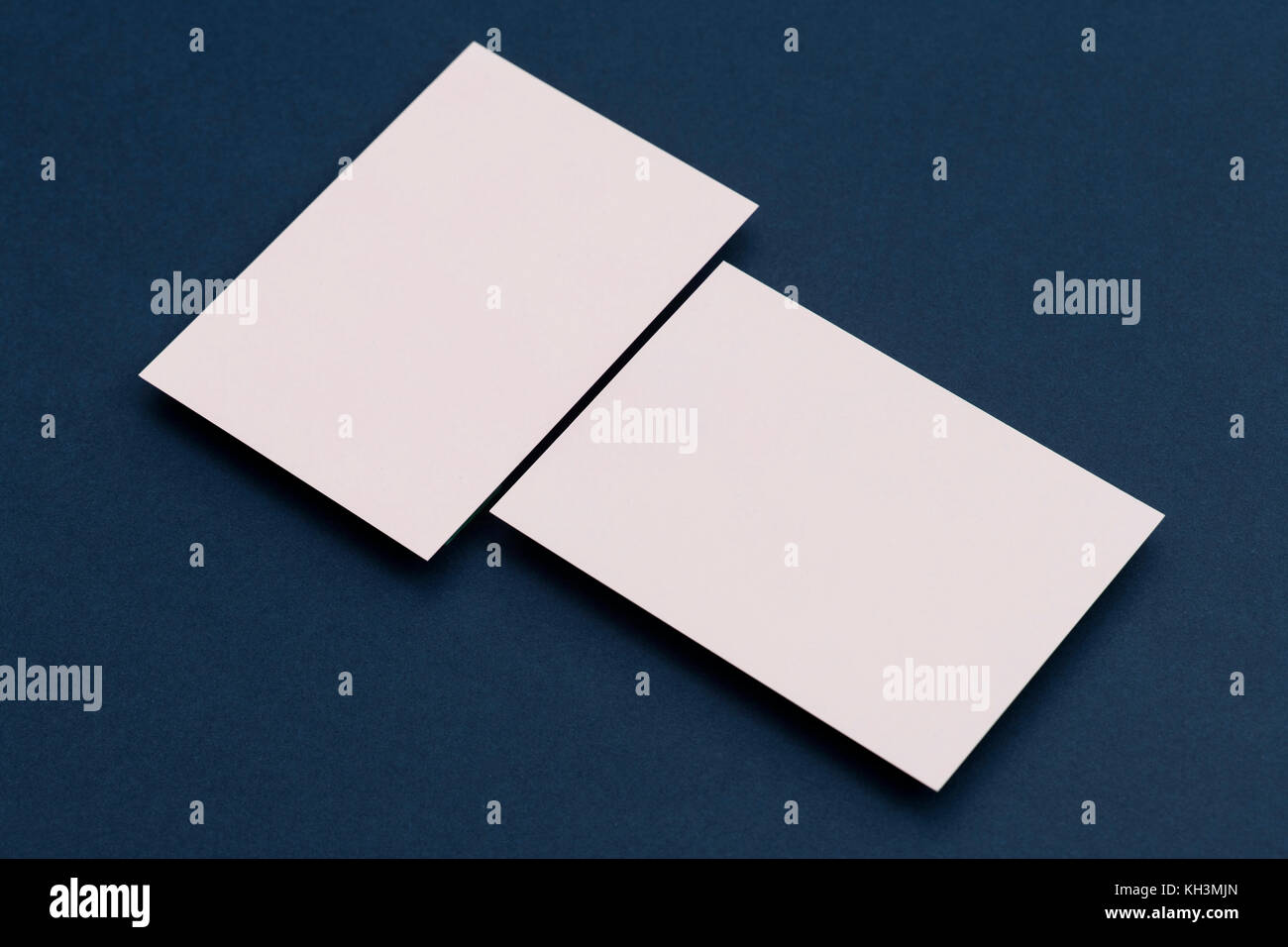 Blank white business card postcard flyer on a blue background Stock ...