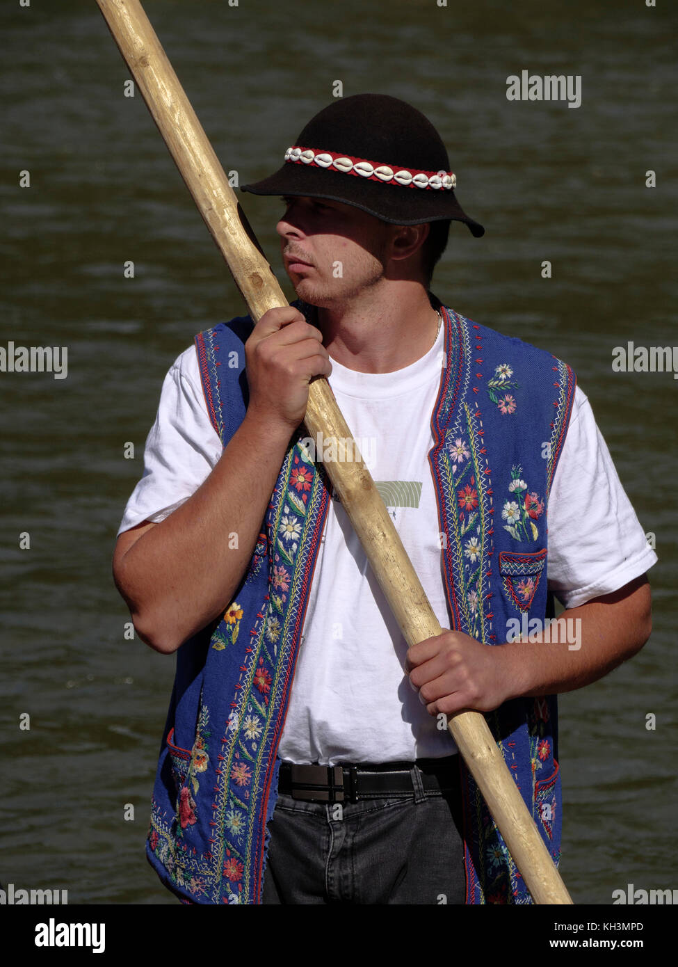 Rafter in Dress of gorals at Dunajec river in Cerveny Klastor ...
