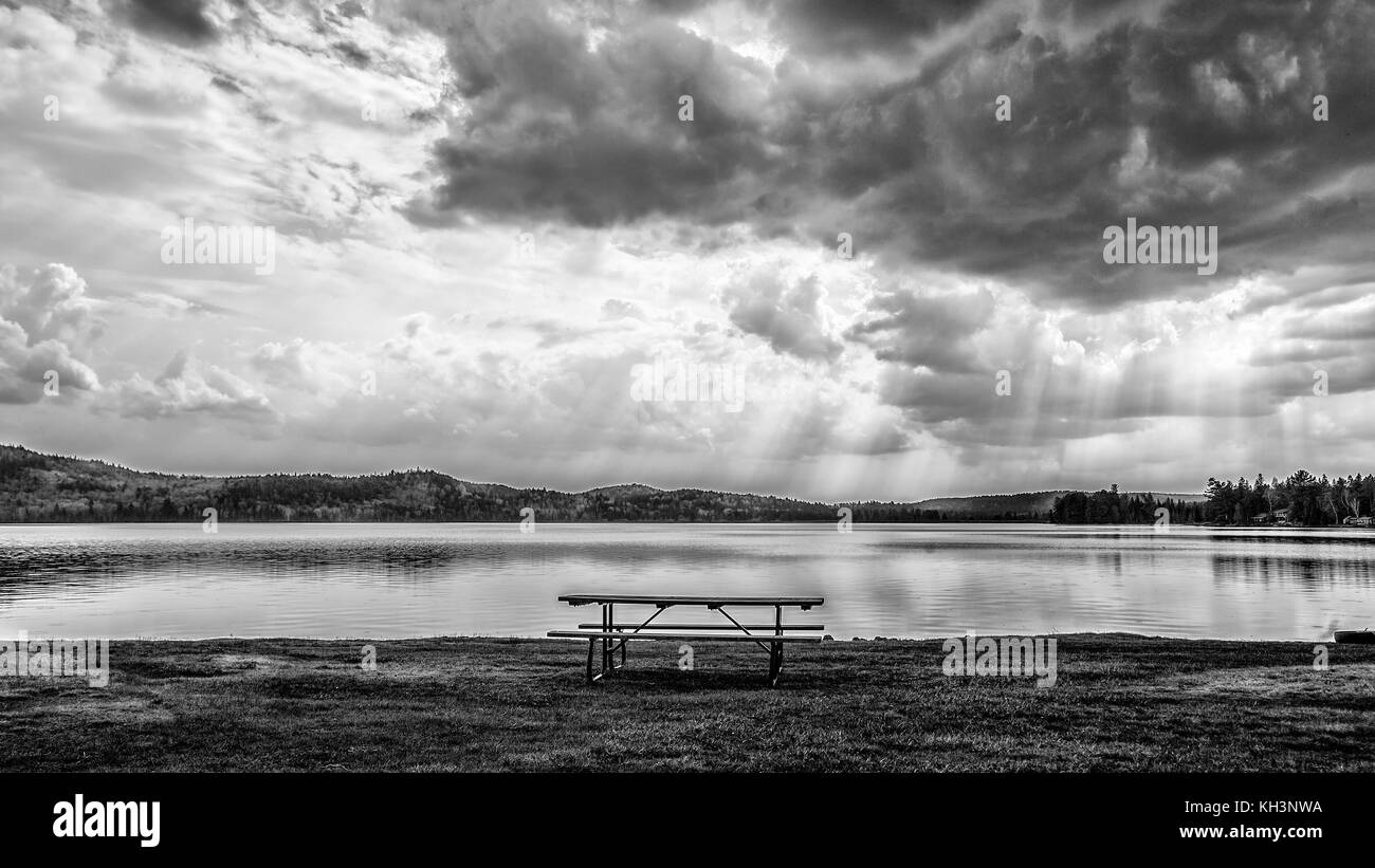 the peaceful picnic spot by the lake Stock Photo