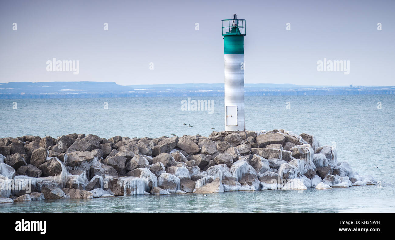 the lighthouse in the winter... Stock Photo