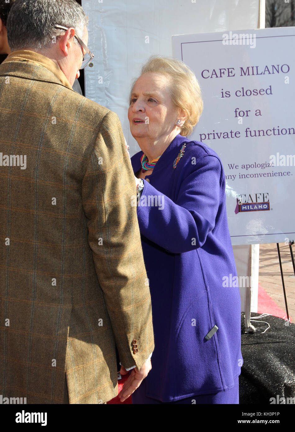 WASHINGTON D.C. - JANUARY 20: Madeline Albright arriving at Cafe Milano in Washington, D.C for Newsweek's Daily Beast Brunch.  January 20, 2012. Credit: mpi34/MediaPunch Inc. Stock Photo