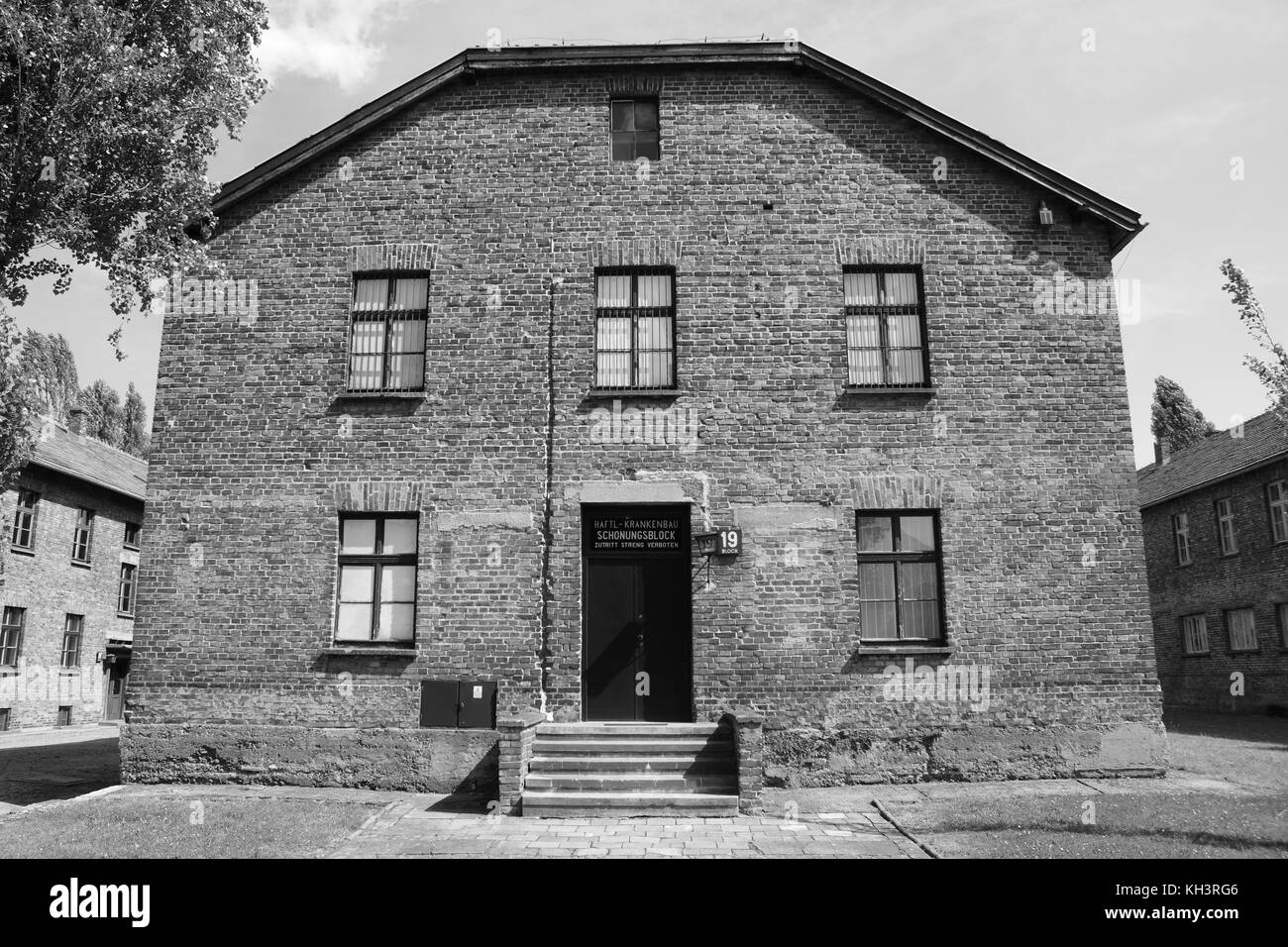 Hospital barrack at Auschwitz concentration camp, Poland Stock Photo