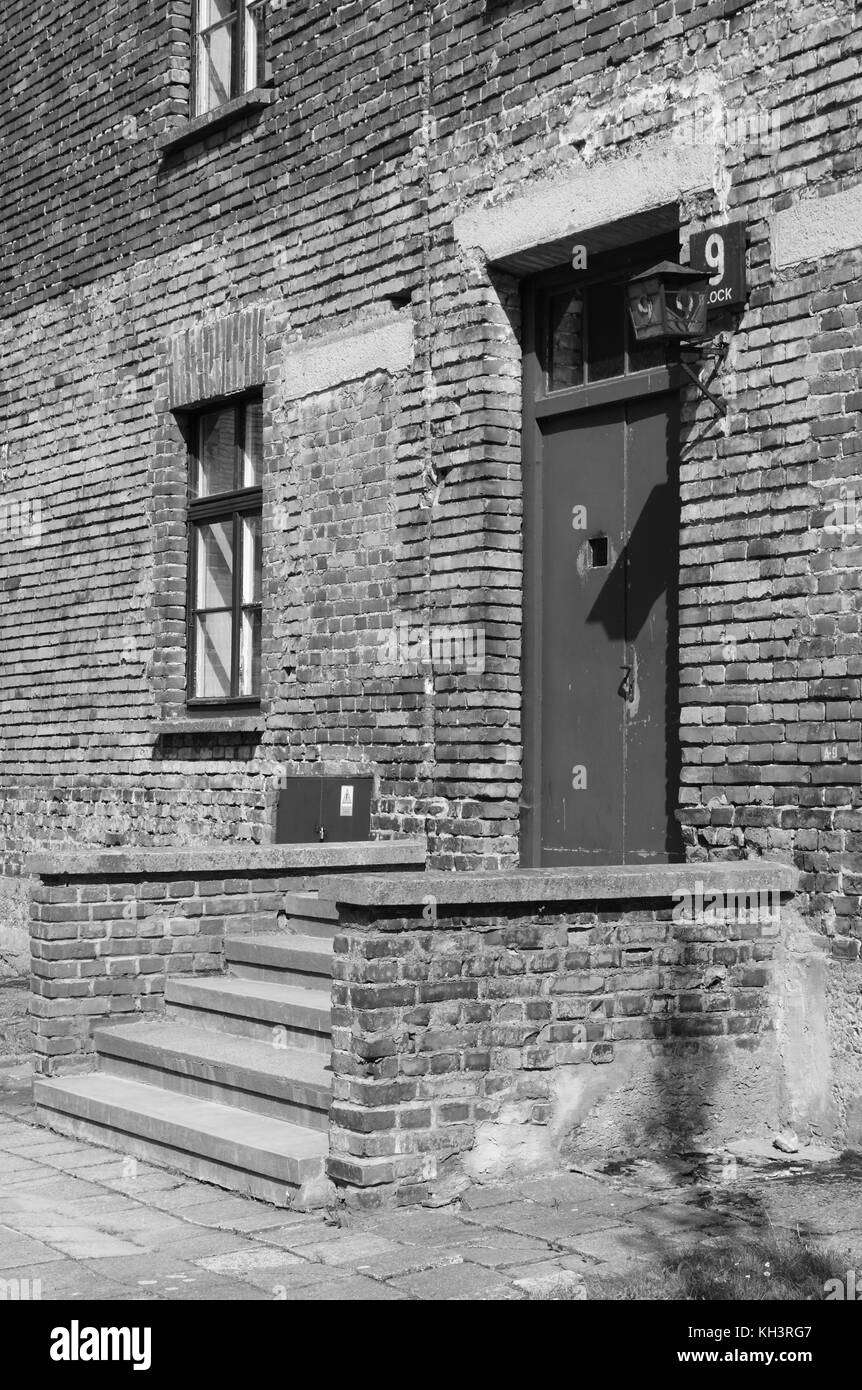 Hospital barrack at Auschwitz concentration camp, Poland Stock Photo