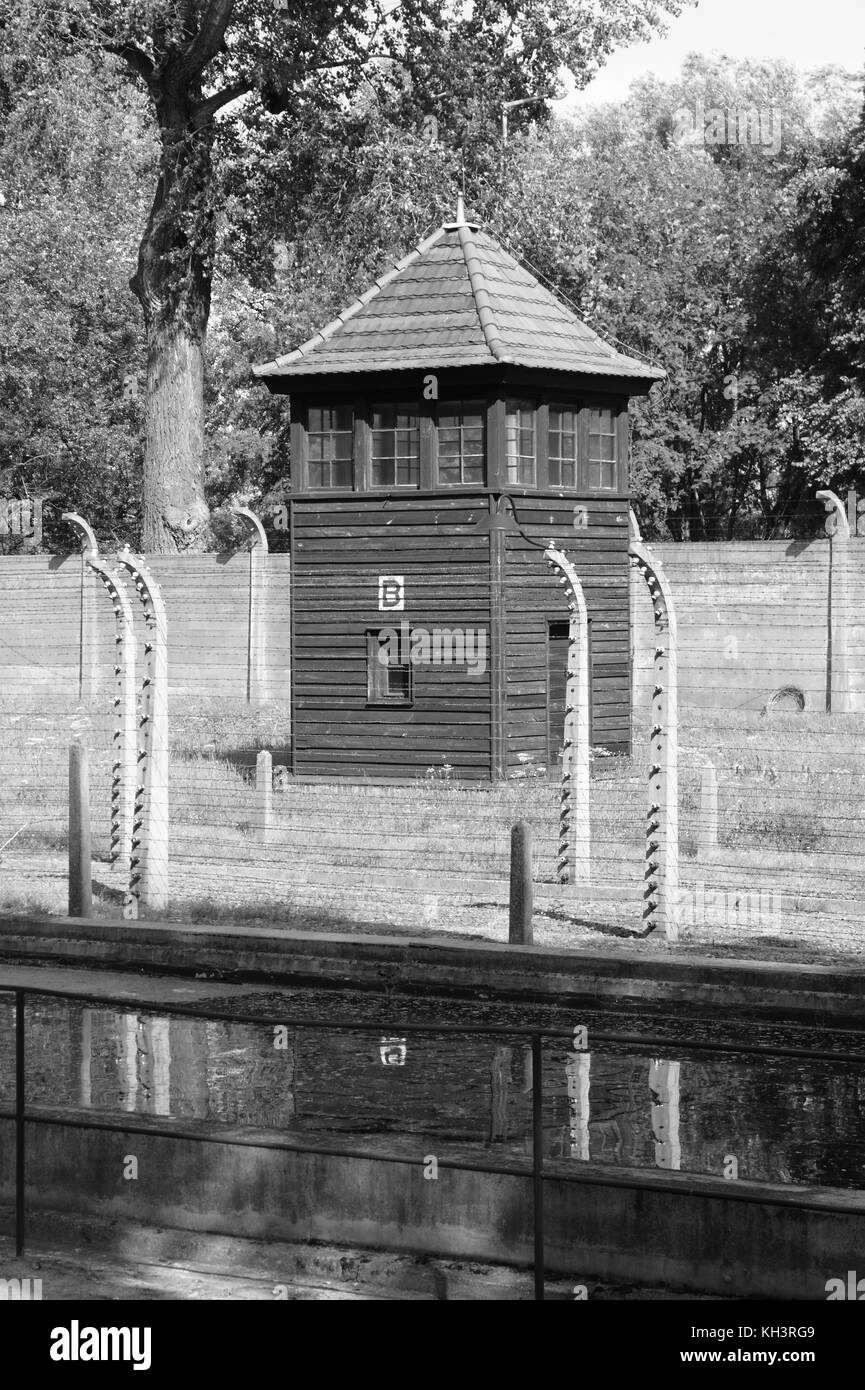 Sentry Box at Auschwitz concentration camp, Poland Stock Photo