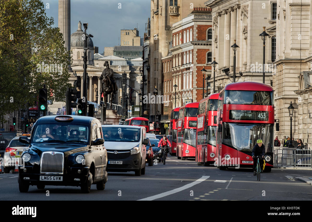 London, Heavy Traffic seen here on Whitehall, Westmister central London, England. November 2017 Stock Photo