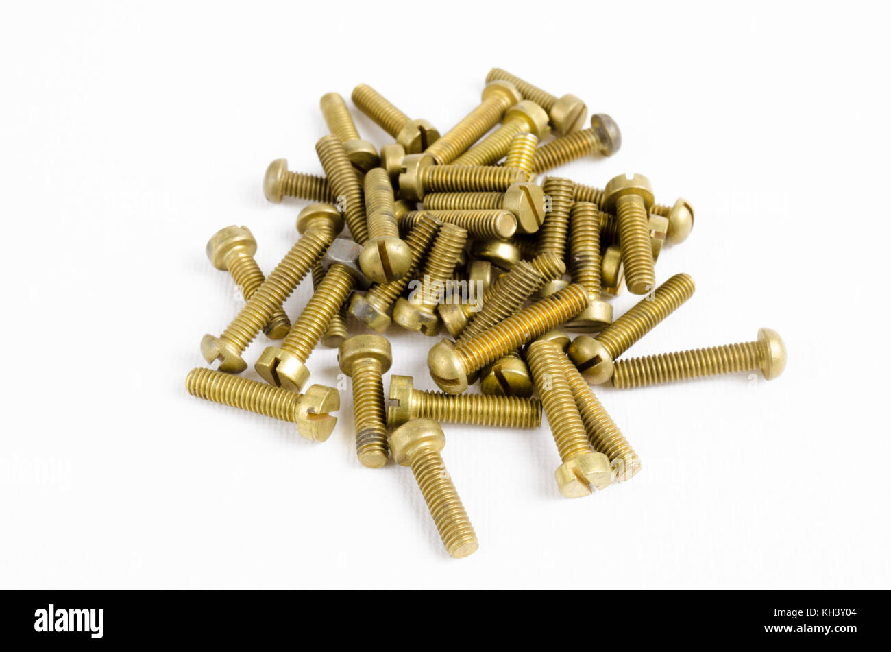 A Studio Photograph of a Collection of Brass Bolts Stock Photo