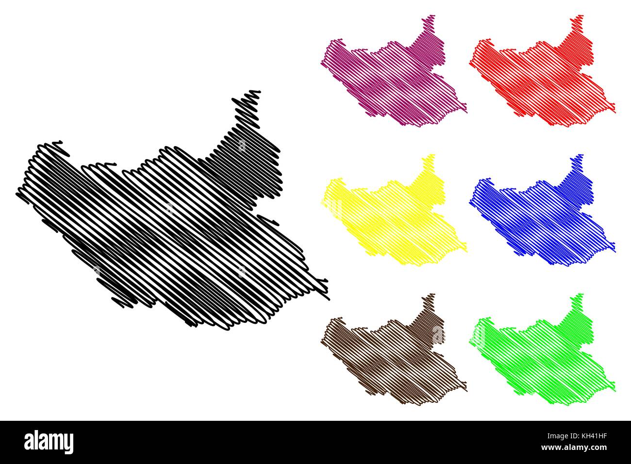 South Sudan map vector illustration, scribble sketch South Sudan Stock ...