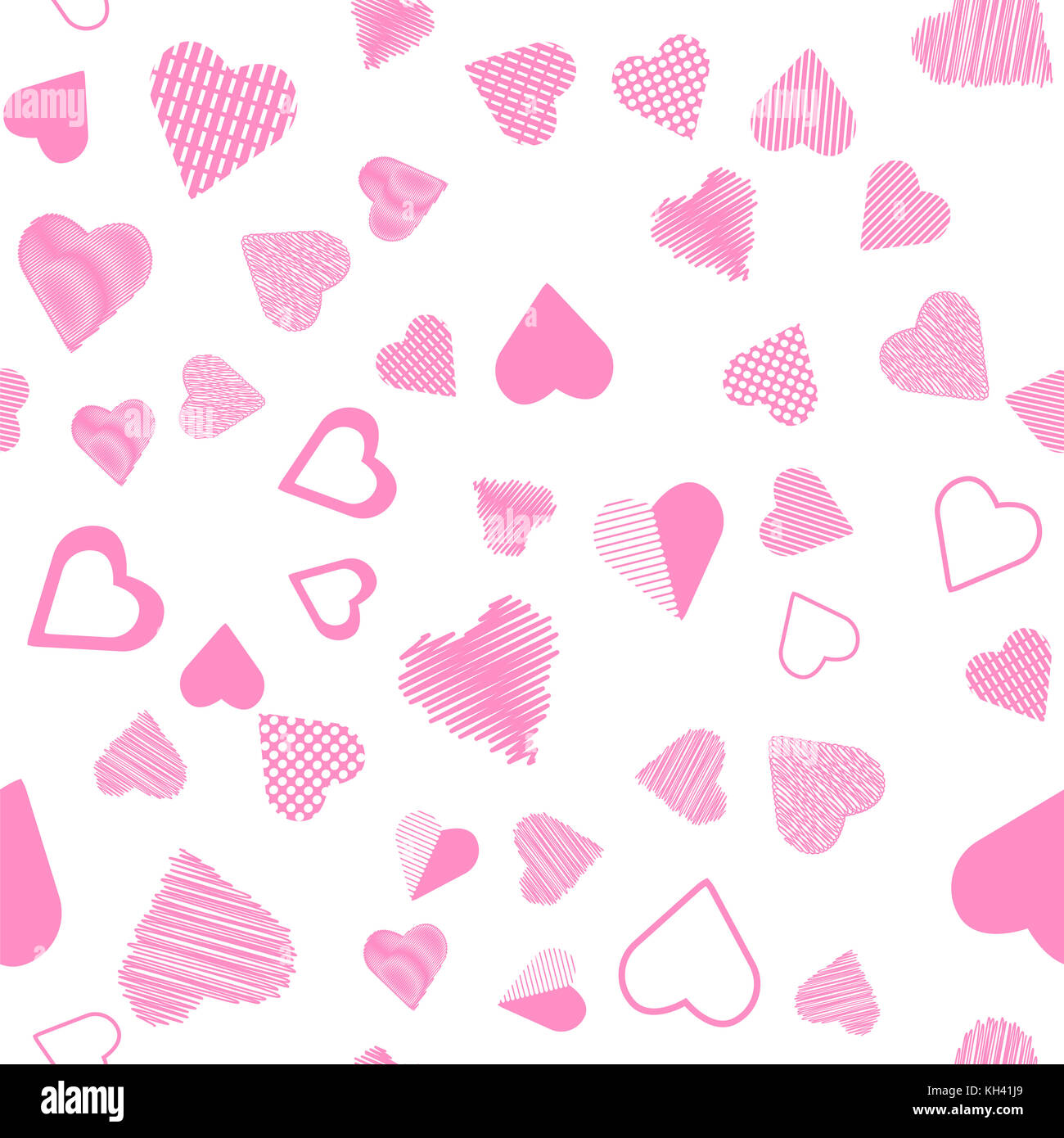 Romantic Pink Heart Seamless Pattern on White Background Stock Photo ...