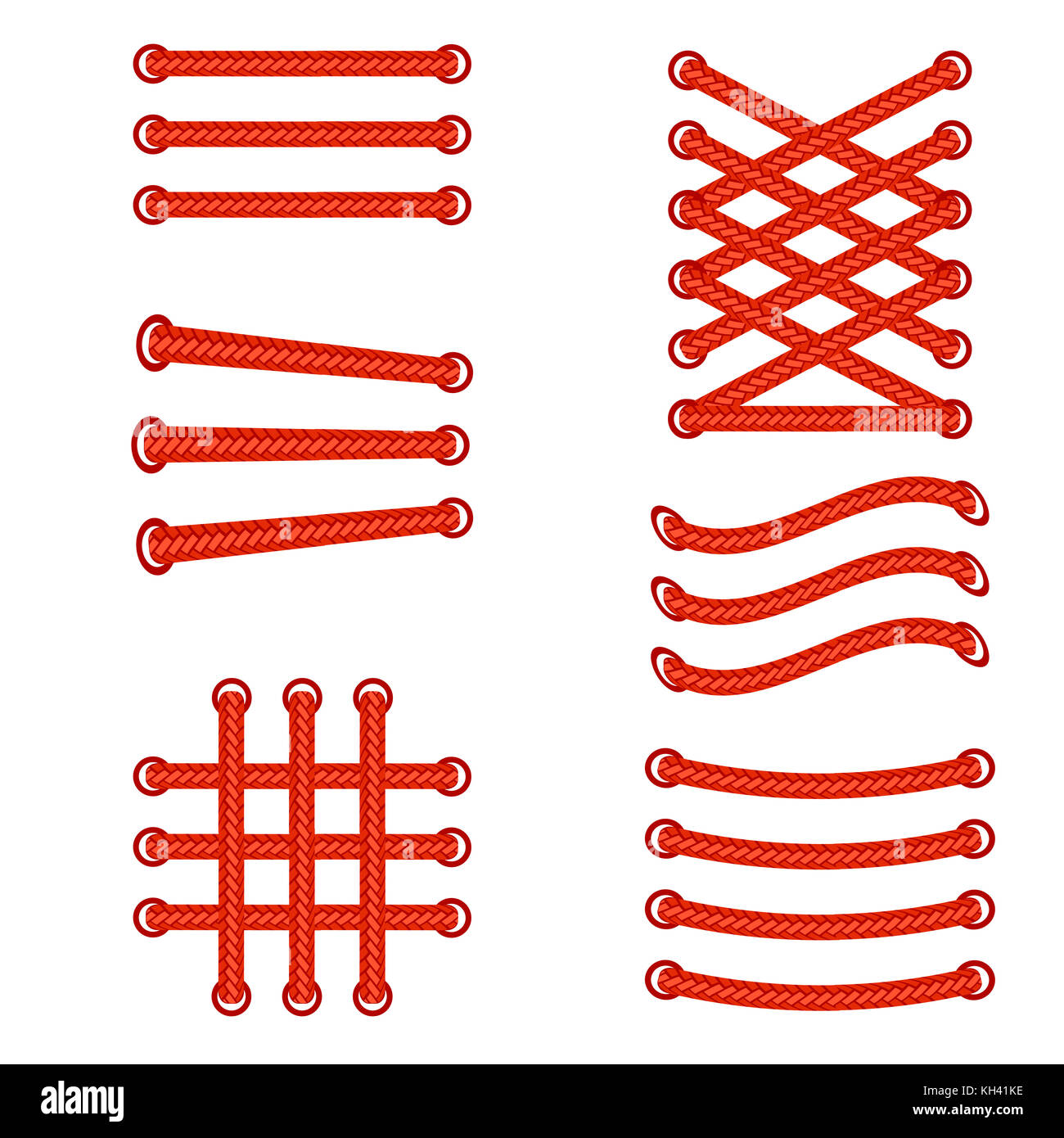 Set of red shoelace Stock Photo Alamy