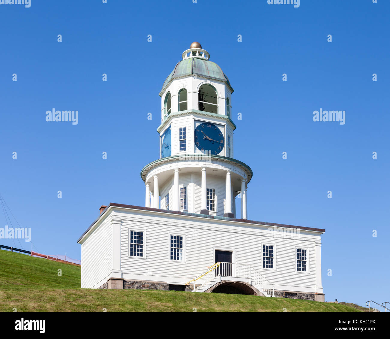 The historic Halifax Town Clock dates back to 1803, is located on Citadel Hill in Halifax, Nova Scotia, Canada. Stock Photo