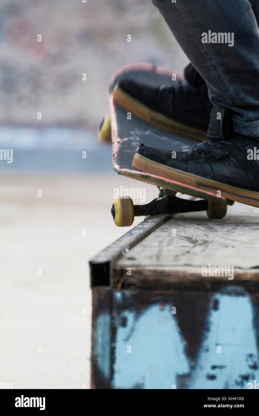 Spectacular grind evolution with skateboard Stock Photo - Alamy