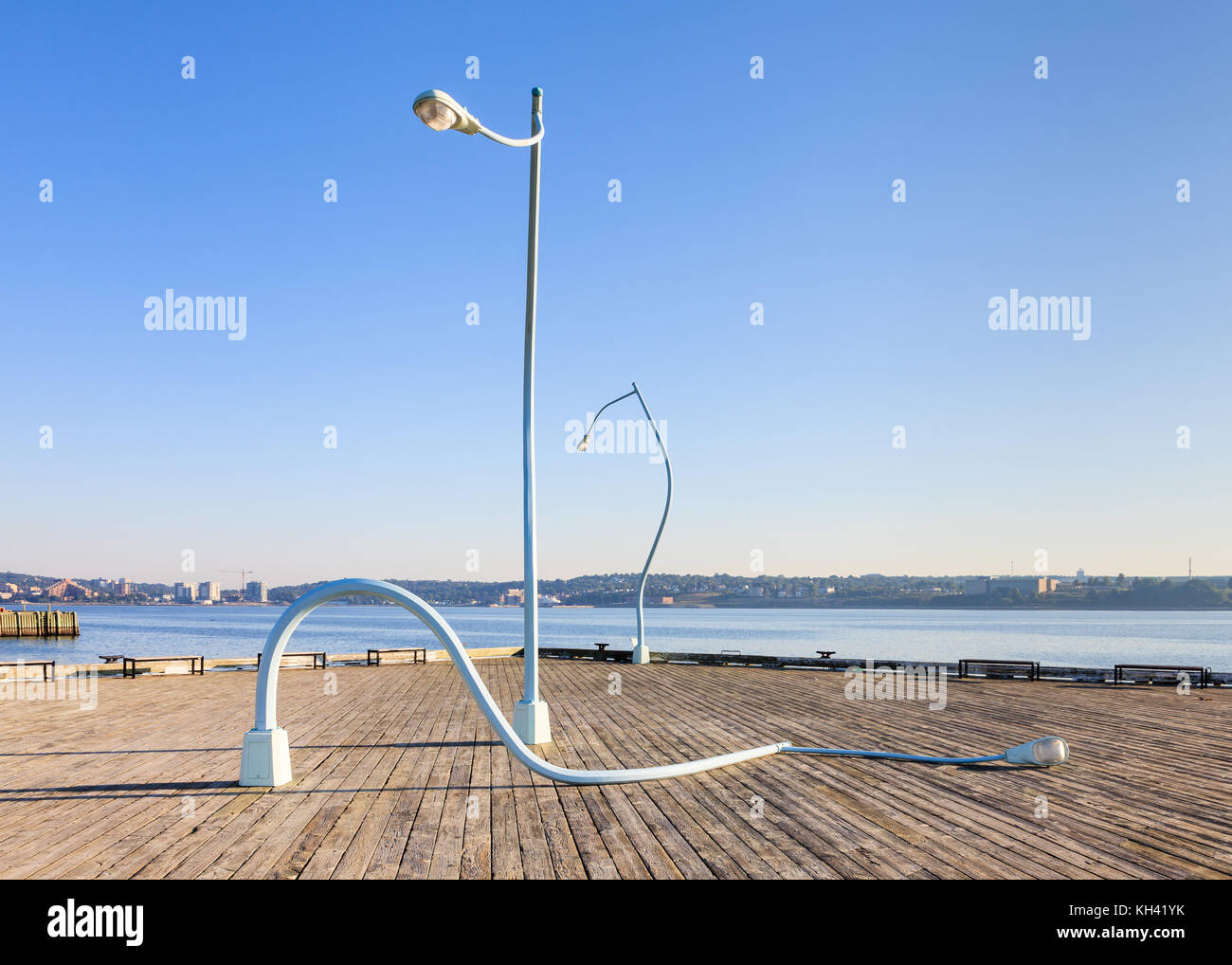 'Got Drunk, Fell Down' is a sculpture on South Battery Pier on the waterfront of Halifax, Nova Scotia, Canada, Stock Photo